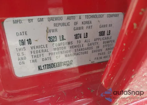 2011 Chevrolet Aveo 1Lt из США, поврежденный, VIN KL1TD5DEXBB141242